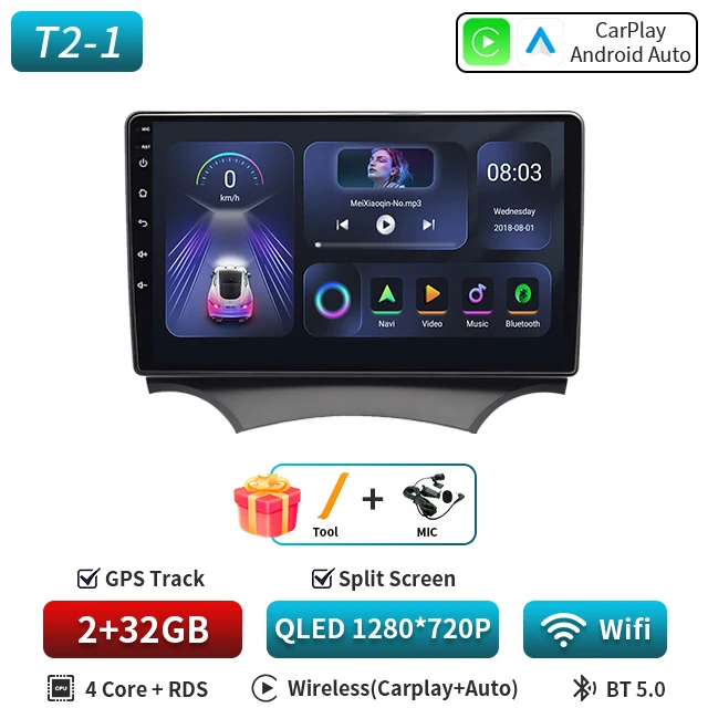 Android 16 Auto autoradio voor Ford Ka 2008 2009 2010 2011 2012 2013 2014 Carplay multimediaspeler stereo GPS head unit DSP BT - afbeelding 1