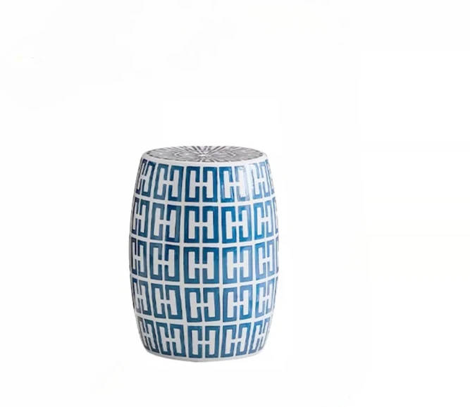 Hand-painted Blue and White Porcelain Sofa, Mobile New Chinese-style Small Coffee Table, Living Room Cool Stool,