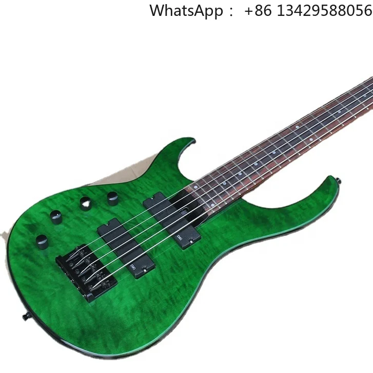 Flyoung Left Handed Green Bass 5 Strings Electric Bass Guitar Profetional Bass Guitar Bajo Electrico