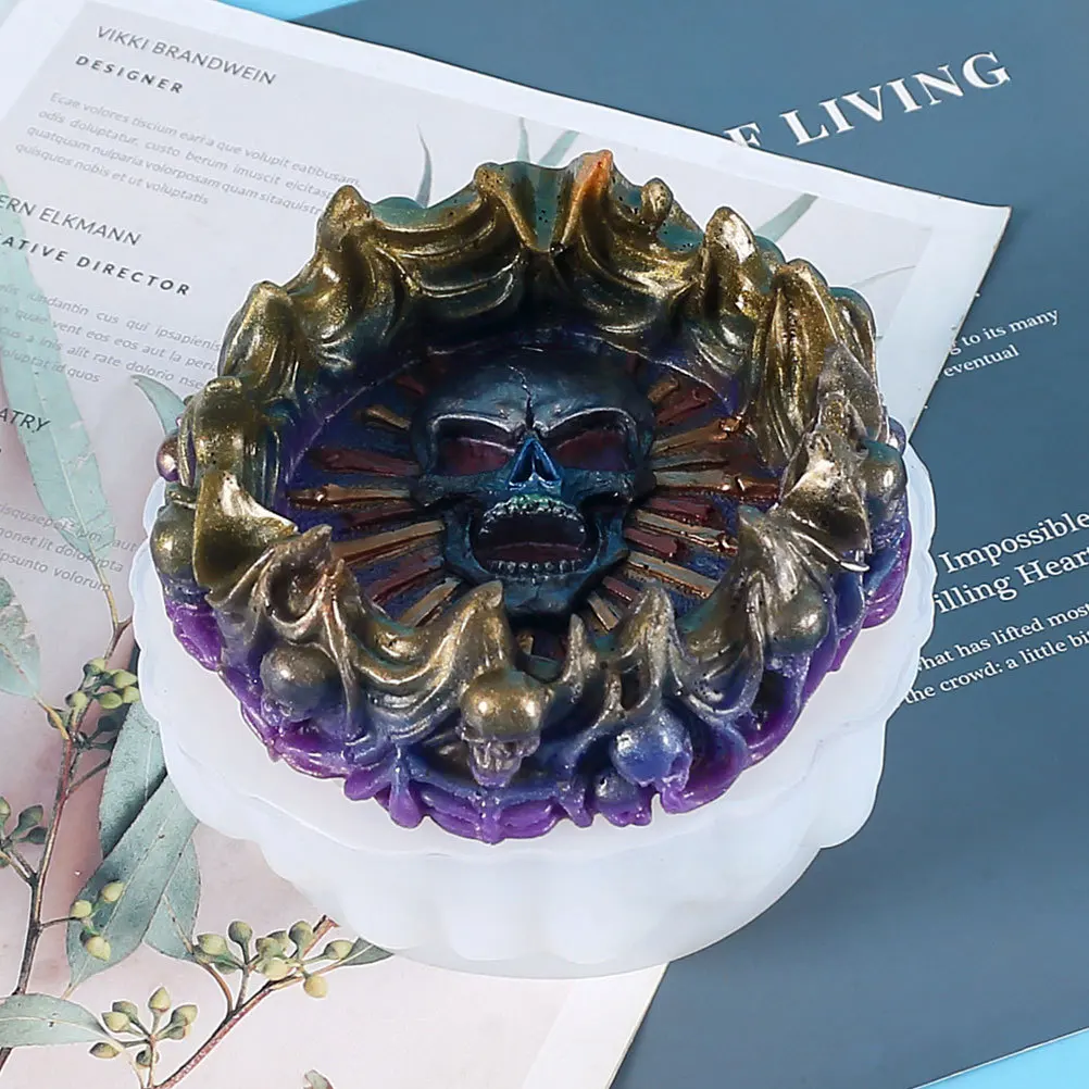 

Handmade Craft Mold Skull Pattern DIY Making Supply Crystal Drip White Ashtray Casting Tool