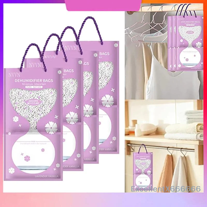 5 Pack Hanging Wardrobe Dehumidifier Bags Eco-Friendly Moisture Absorber for Closet Cabinet Storage Room