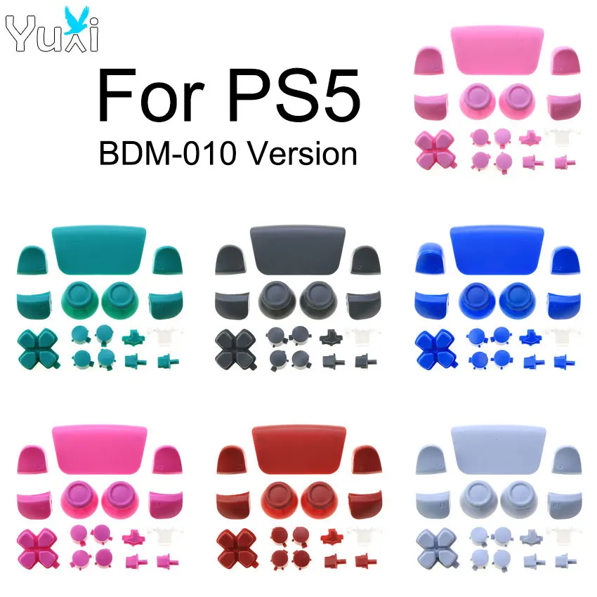 

YuXi Replacement Button For Playstation 5 PS5 Controller Thumb Stick Joystick Cap L1 R1 L2 R2 Buttons D-Pad Key