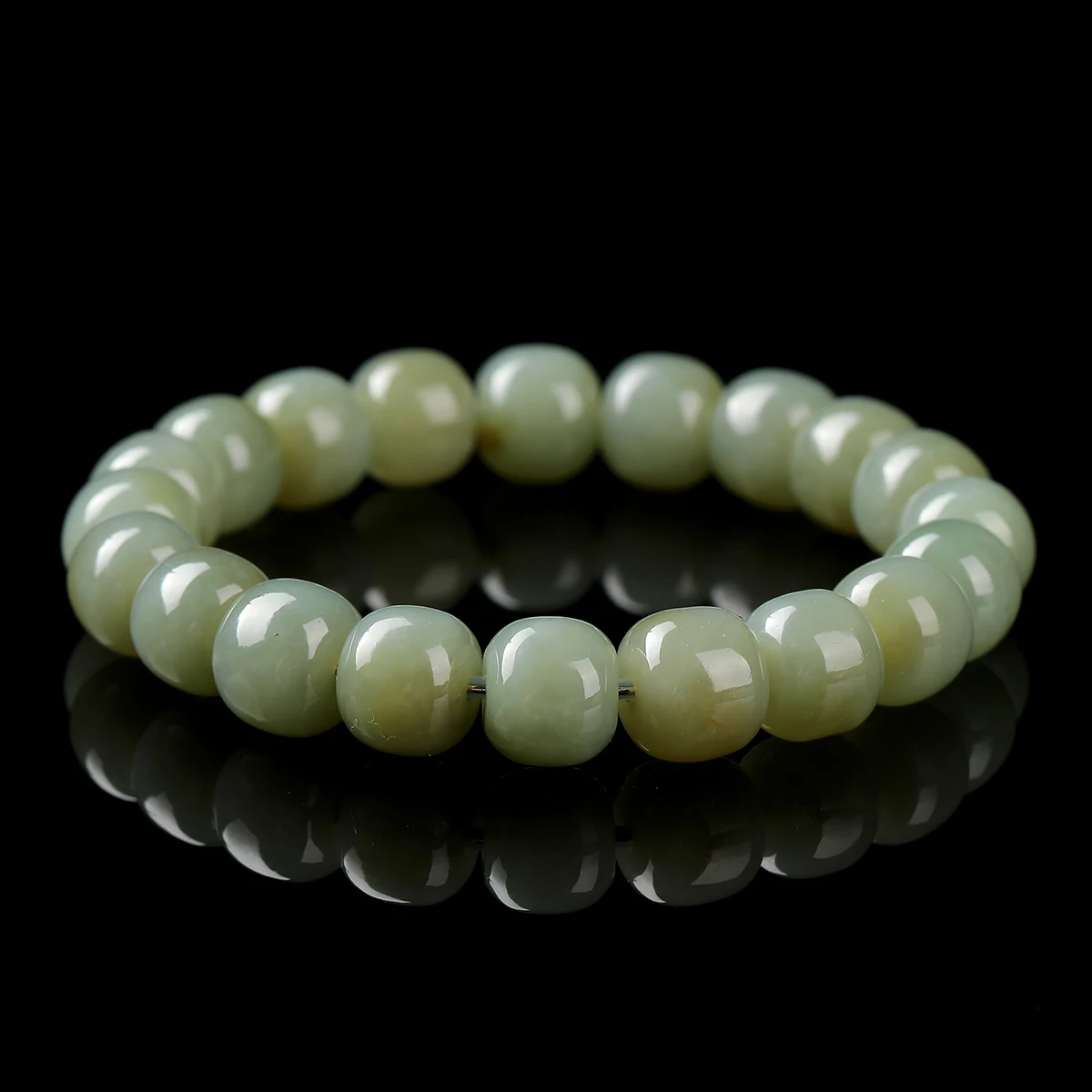 JD 5A 100% Natural Xinjiang Qiemo Hetian Jade Old-Style Bead Bracelet Healing Jade for Balance Elegance Unisex Gift view 4