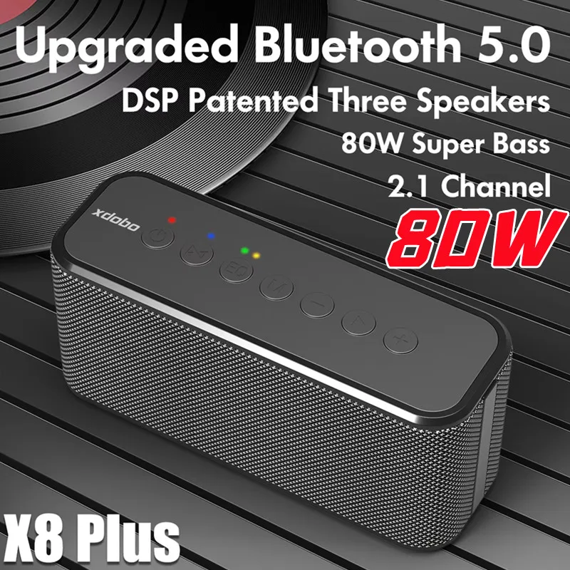 X8 60W Bluetooth-compatible speaker wireless Portable Waterproof speakers TWS Stereo Subwoofer Deep Bass Column For Computer