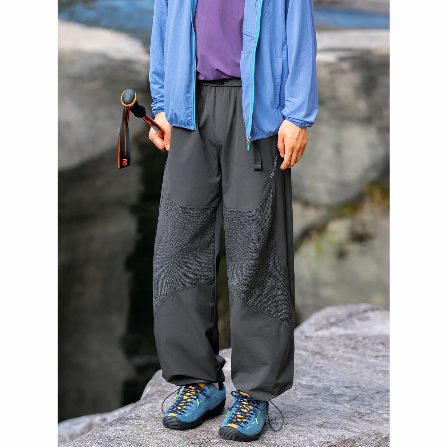 Men's Outdoor Hiking Pants with Knee Panels & Drawstring Cuffs – Water-Resistant, Breathable & Wrinkle-Free for Trail Adventures