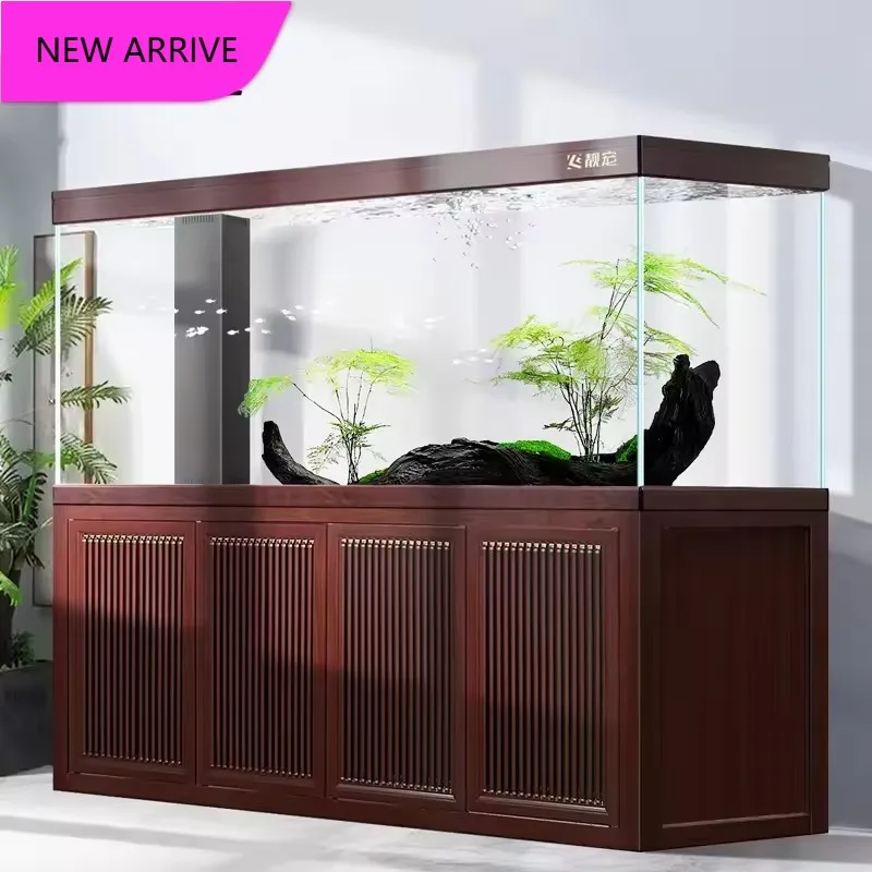 MM183 Chinese dragon fish tank company living room ultra-white glass professional grade bottom filter large aquarium