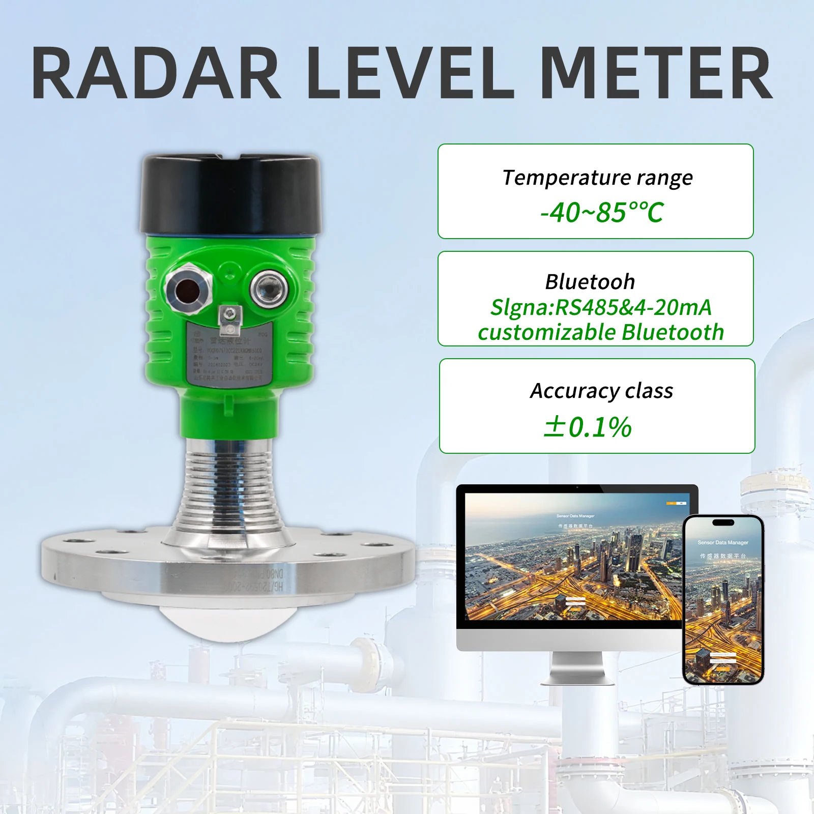 Universal Level Transmitter for Various Industrial Material Level Detection
