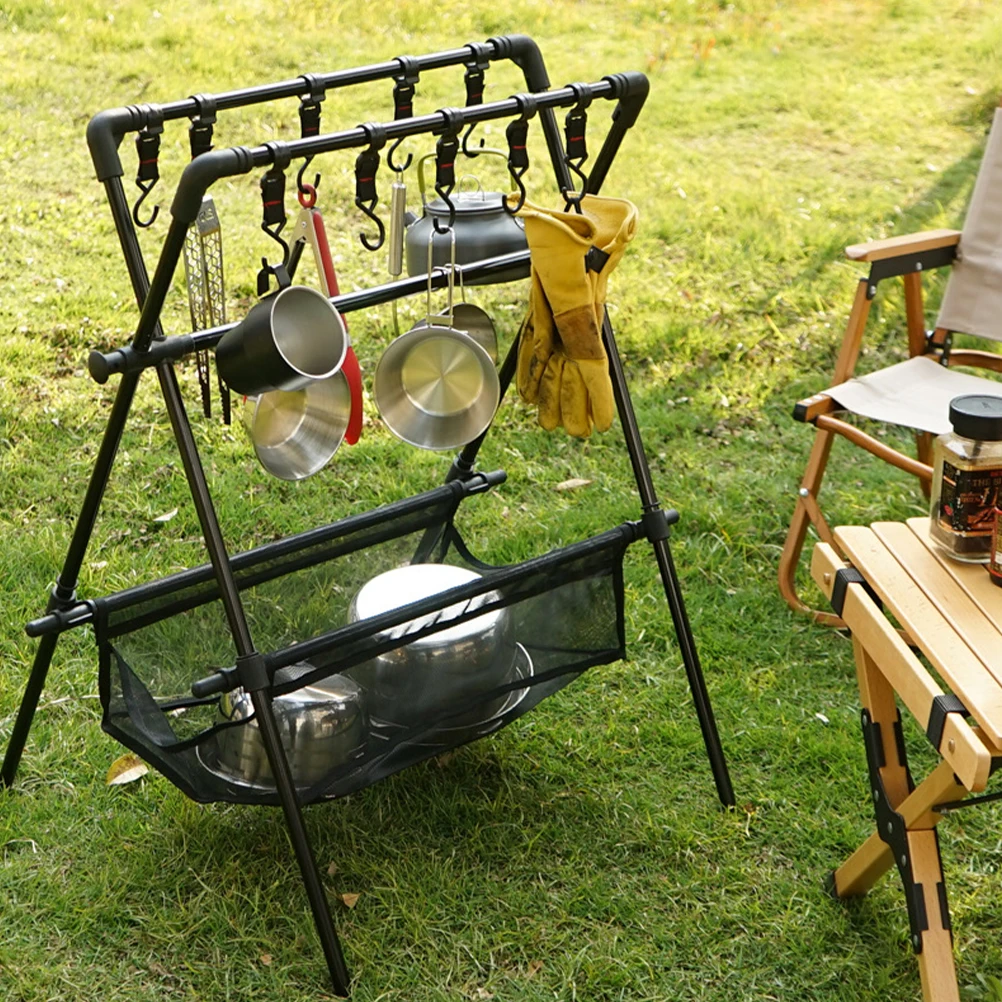 

1 set 1 Set Stainless Steel Cookware Set Foldable Handle Storage Bag Portable Camping Picnic Hiking Outdoor Cooking Utensils Kit