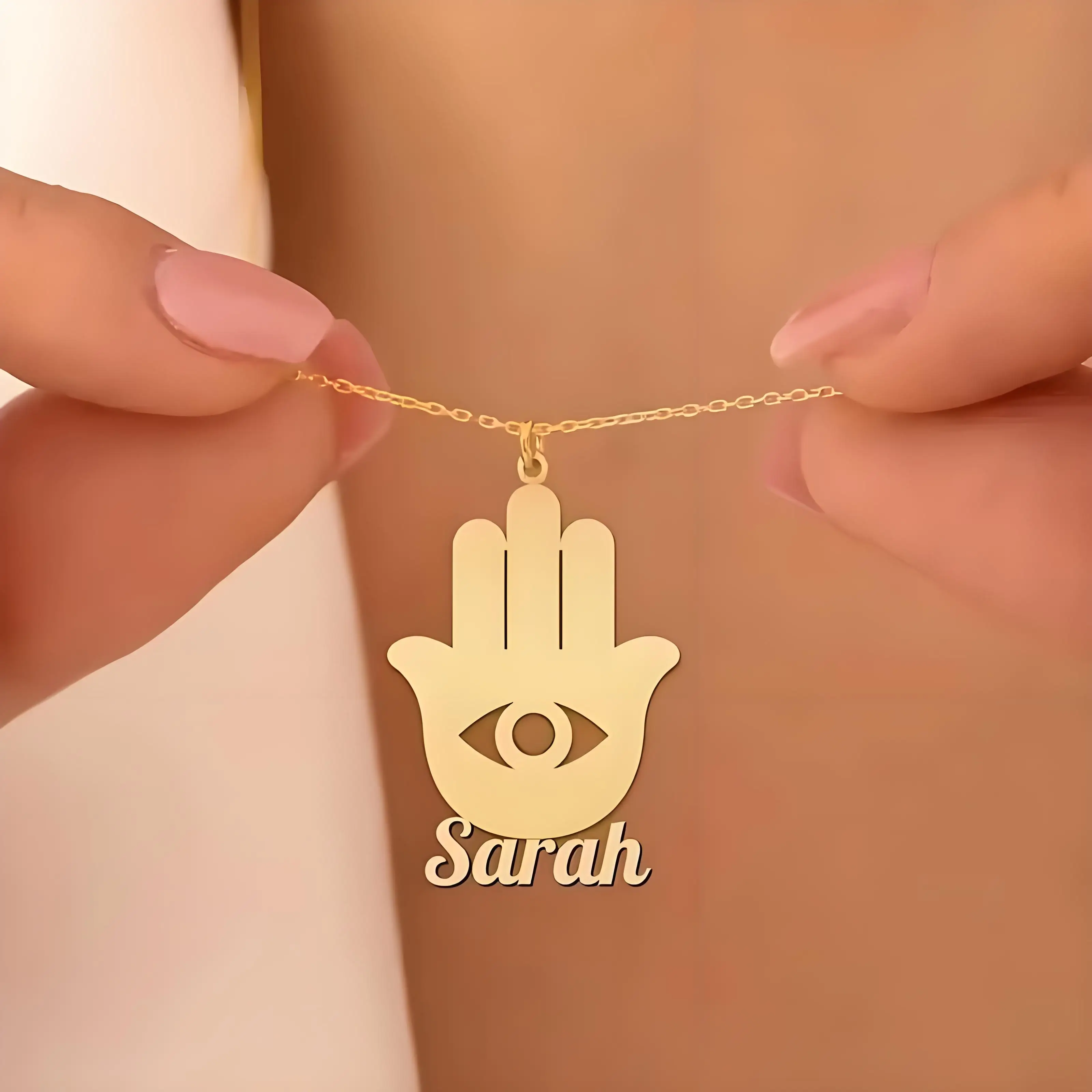 Personalized Hamsa Hand Necklace Custom Name Evil Eye Pendant for Best Friend Sister Birthday Graduation Gift