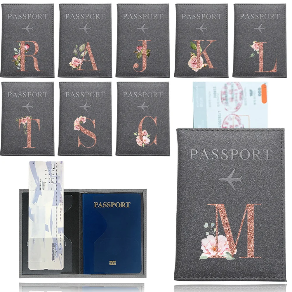 

Airplane Travel Passport Covers Passport Protector Holder Rose Gold Series ID Credit Card Holder UV Printing Travel Accessories