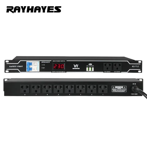 RAYAHYES RS-T12 Professional Audio 8-Channel Power Sequencer with USB Interface and Power Filtering to Suppress Power Noise