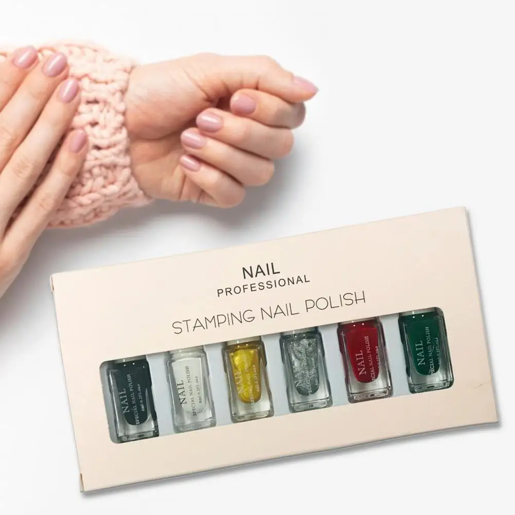 Botella de 6ml para manicura, esmalte de uñas de secado rápido, estampado de uñas