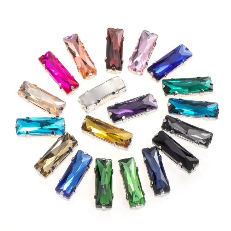 Pipatian 20 Pcs Princess Baguette Wholesale Glass Decoration Stone Crafts Jewelry  Sewing Rhinestone Accessory for Needlework