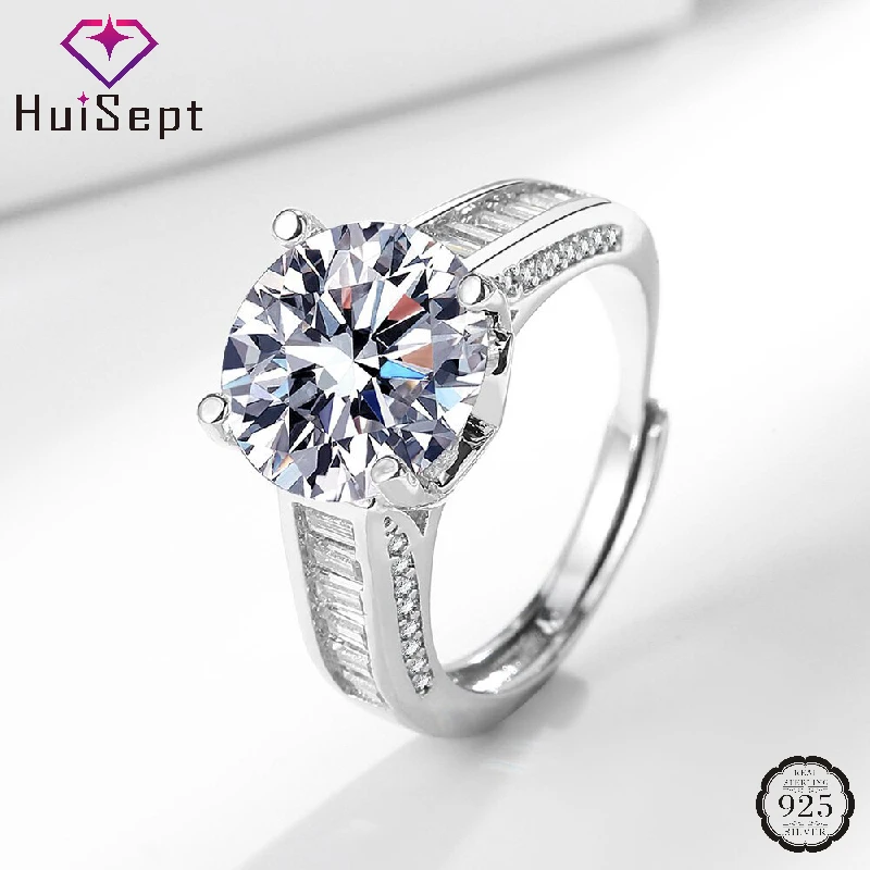 

HuiSept Trendy Women Ring 925 Silver Jewelry with Zircon Accessories for Wedding Engagement Party Gift Finger Rings Wholesale