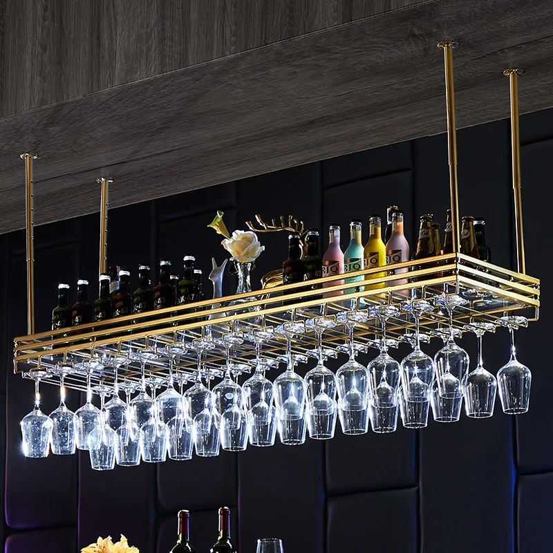 Iron Modern Wine Glass Rack & Goblet Holder With Hanging Upside-Down Design For Home Bar Counter Red Wine Storage Home Furniture