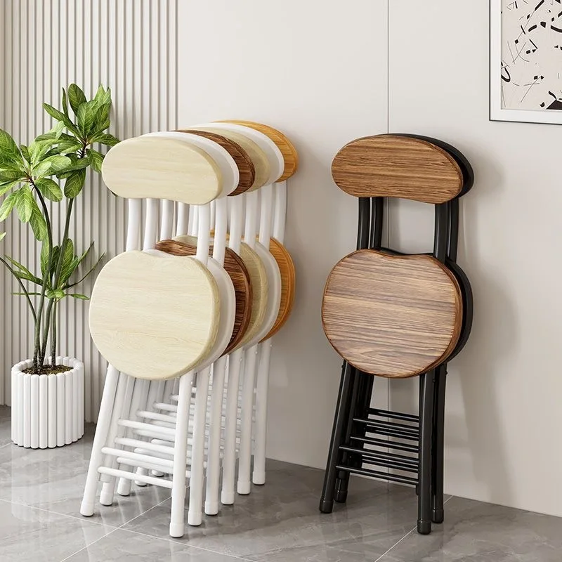 Compact Wood Folding Dining Chair Engineered Or Solid Seat Non-Swivel Adult Backrest Seating Living Room Balcony Restaurant