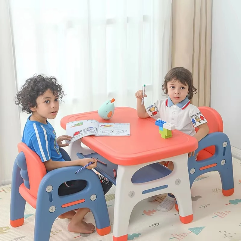 Customizable OEM Baby Plastic Homework Desk Children Furniture Study Tables and Chair Set for Kids