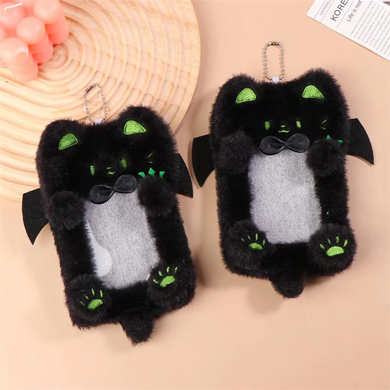 Cartoon Cute Black Cat Plush Card Holder Photocard Case Bag Keyring Pendant Idol Photo Protective Cover Student Card Holder Gift - view 5