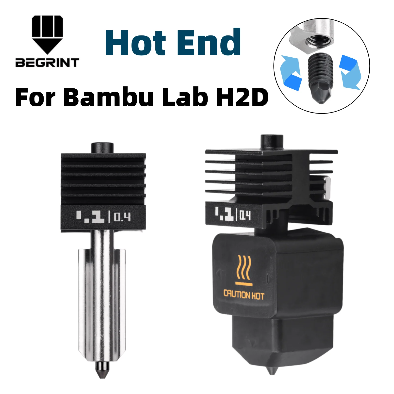 

For Bambu Lab H2D Hotend Kit 0.2/0.4/0.6/0.8MM Nozzle Hardened steel For Bambu Lab H2D Nozzles Assembly 3D printer Hotend