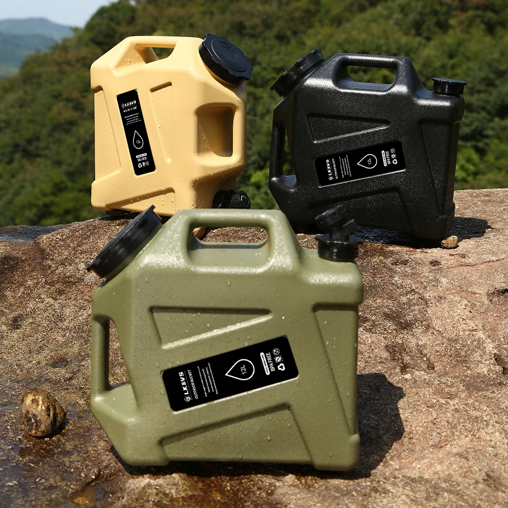 12L Outdoor Water Bin Large Capacity Portable Water Carrier with Detachable Faucet No Leakage for Camping Fishing Picnic Hiking