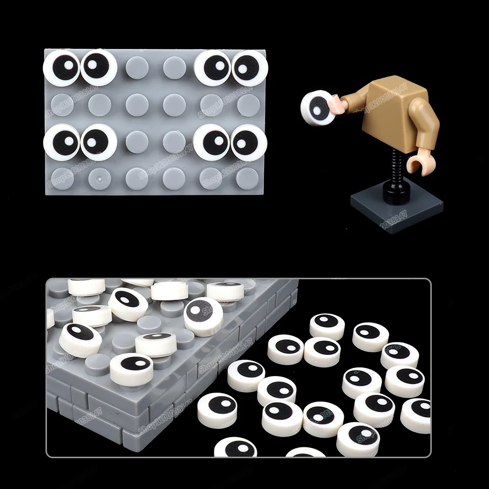 Black Eye Pupil Pattern Printed Tiles 1*1 Building Block 98138 Assembled Moc Figures Eye Animal Model Accessories Child Gift Toy