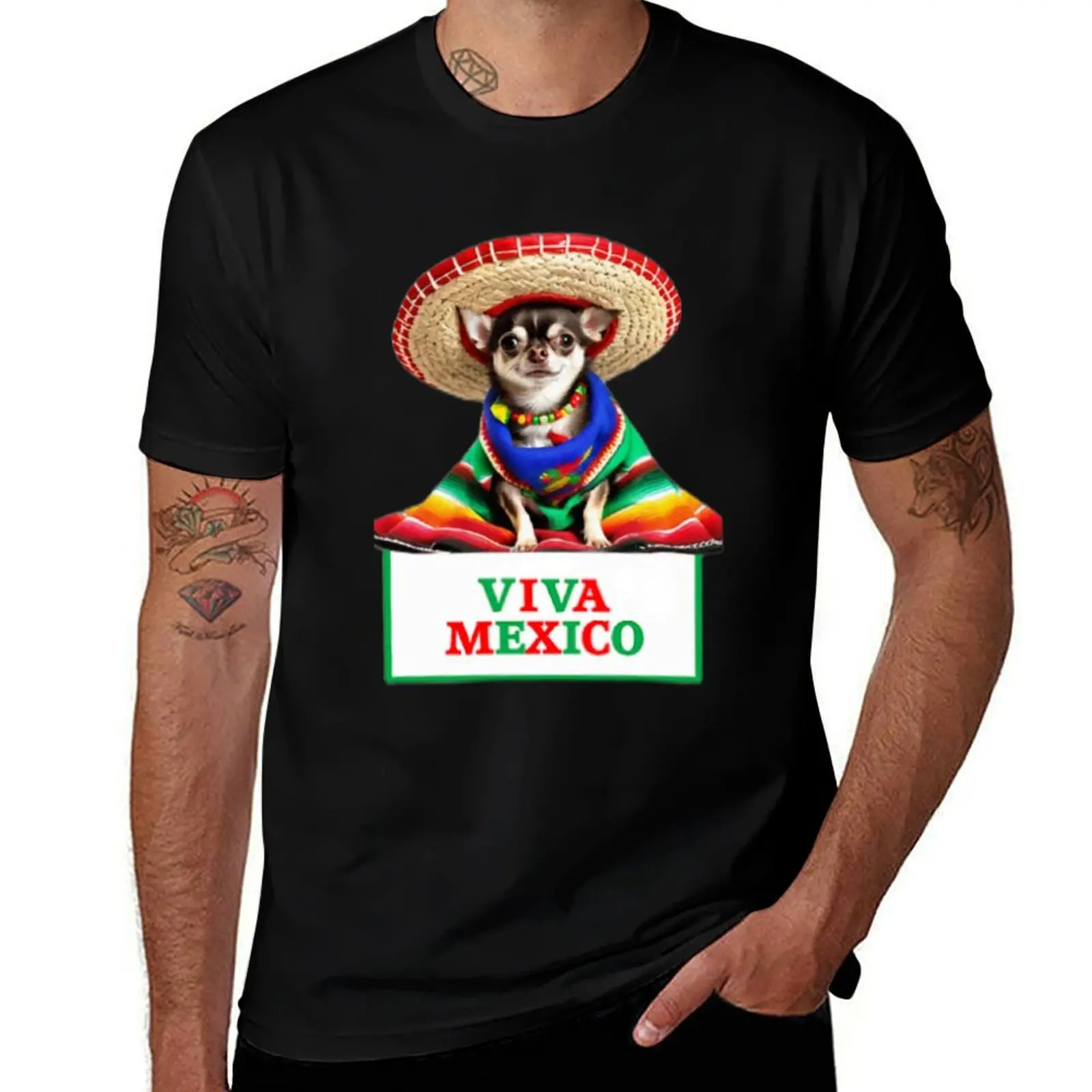 

Chihuahua Viva Mexico Mexican Sombrero Hat Poncho Clothes T-Shirt Man t-shirt vintage t shirts cotton man t-shirts mens t shirt