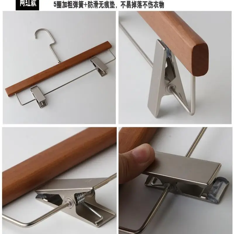 10Pcs/set Ins Style Retro Light Luxury Solid Wood Coat Hanger Home Portable High-End Anti Slip Traceless Pants Hanger