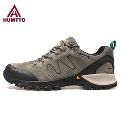 Humtto Genuine Leather Hiking Shoes Men Mountaineering Boots Outdoor Non-slip Rubber Sports Sneakers Breathable Trekking Shoes