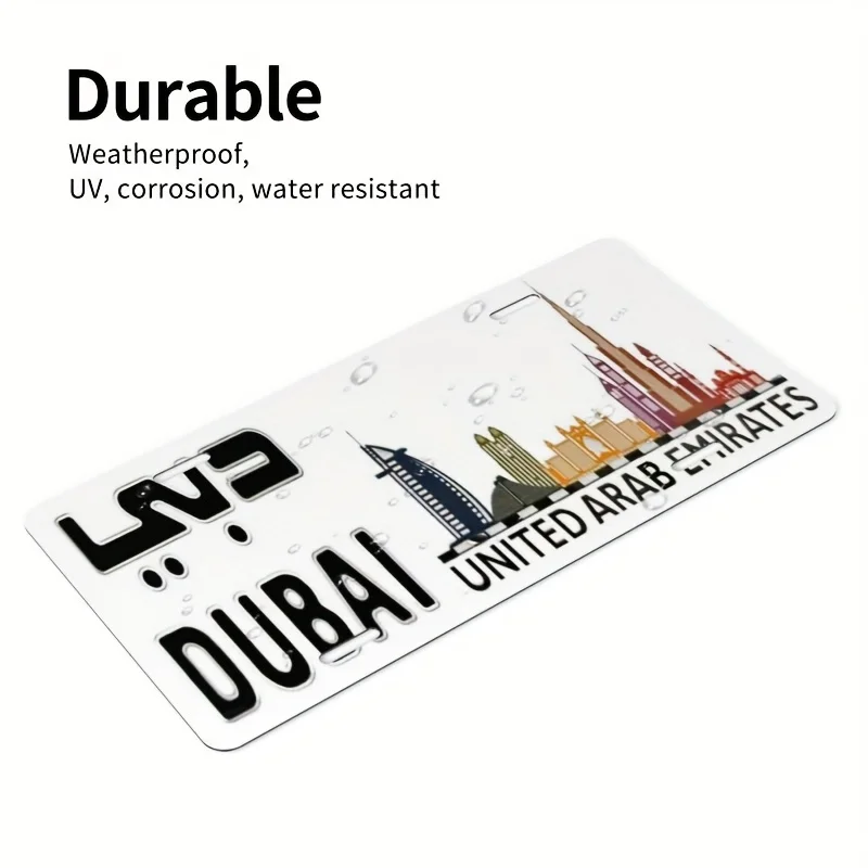 Targa in alluminio ispirata a Dubai - Arte da parete retrò, metallo decorativo per bar, bar o ristorante, arredamento per la camera alla moda w