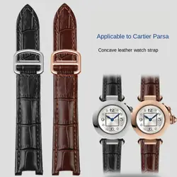 Genuine leather Watch Strap For Cartier PASHA W31074M7 WSPA0012 WJ120251 W3108555 Concave interface Watch Band bracelet 20*12mm