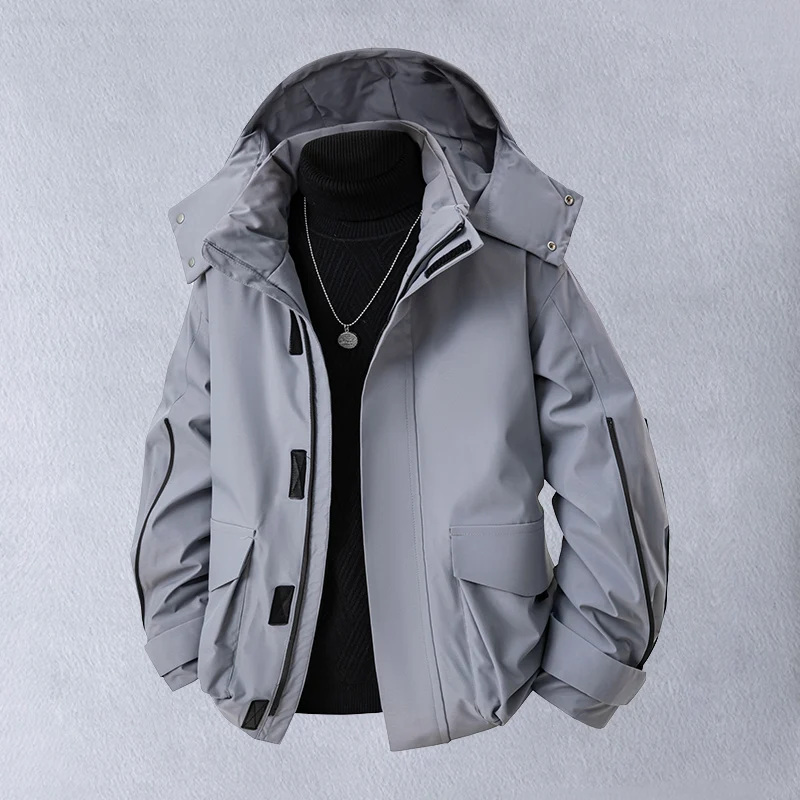 

Outdoor Windproof Du down Jaet Stand Collar Casual Loose Warm New Sle Youth ular Polyester Fiber Men's down Coat