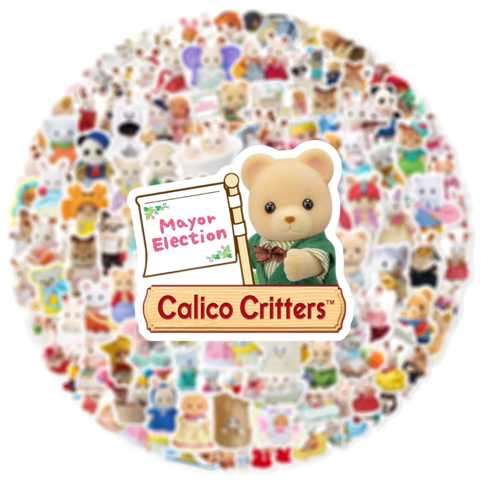 100 stuks schattige Calico Critters cartoon graffiti stickers telefoon gitaar laptop notebook koffer waterdichte sticker stickers speelgoed