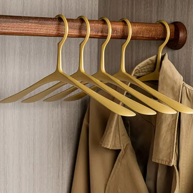 1pc High-quality Clothes Hanger Solid Aluminum Alloy Coat Hanger Luxury Gray/Gold Widen Clothing Display Storage Organizer Racks