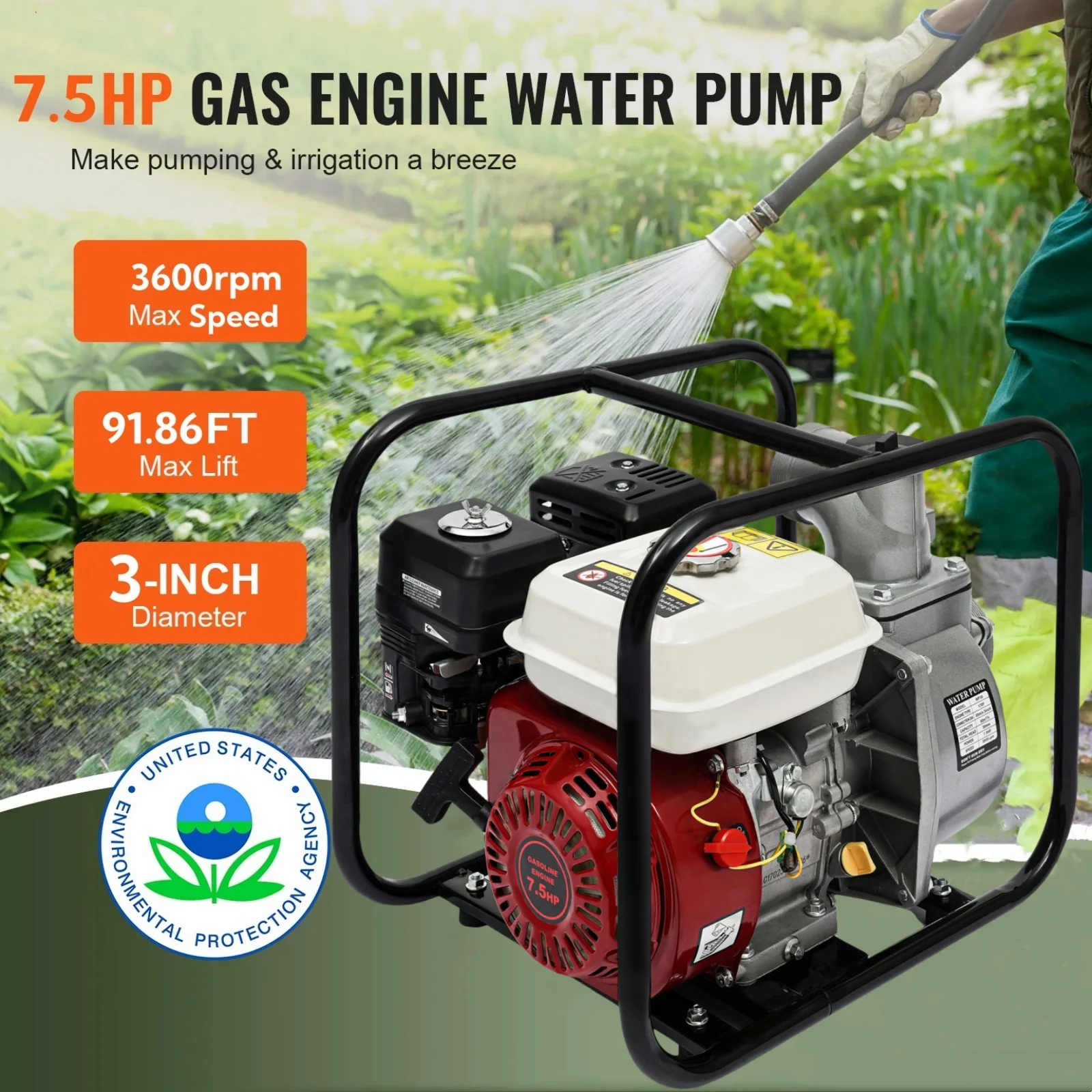 7.5HP 4 Stroke Gasoline Water Pump 3