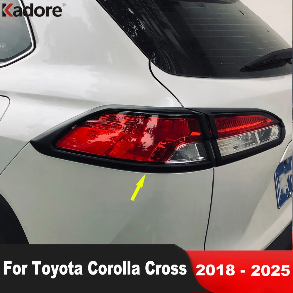 For Toyota Corolla Cross GR 2018-2021 2022 2023 2024 2025 Black Car Rear Tail Light Lamp Cover Trim Taillight Trims Accessories