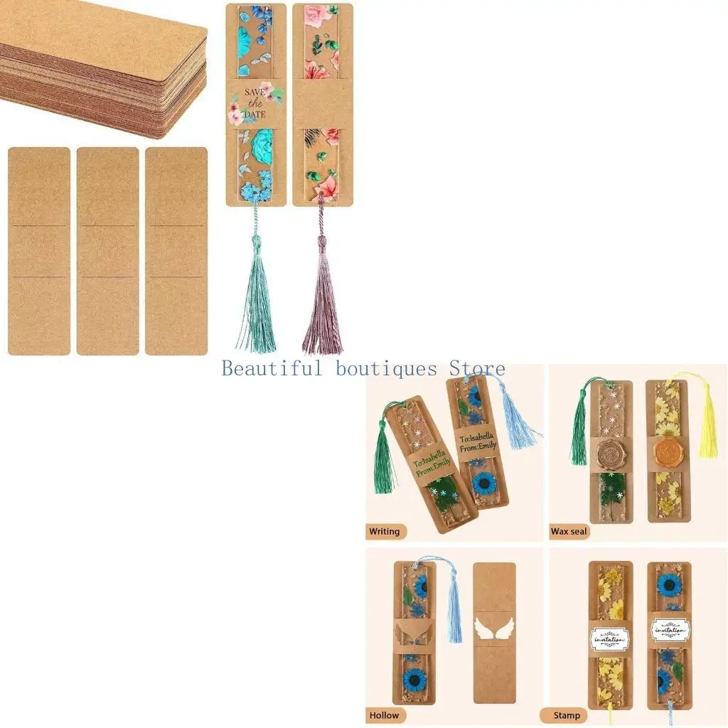 

U4LF 30 шт., крафт-бумага, рукава для закладок, пустые карты, держатель для закладок из смолы