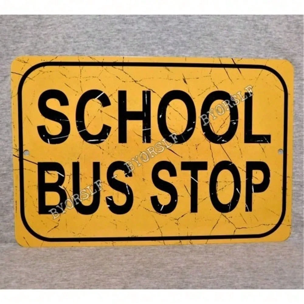 

VANSPACE School Bus Stop Sign 8x12 Inch, Metal Street Sign Replica for Art Deco Style Home & Classroom, Ramadan 2026 & Valentine