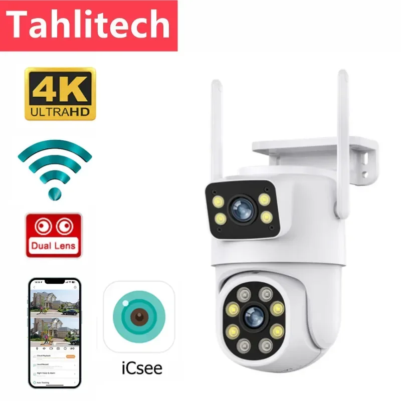 

4K 8MP Dual Lens PTZ WIFI Camera Full HD Dual Screen Ai Human Auto Tracking Outdoor 4MP Security Video Surveillance Camera ICSEE