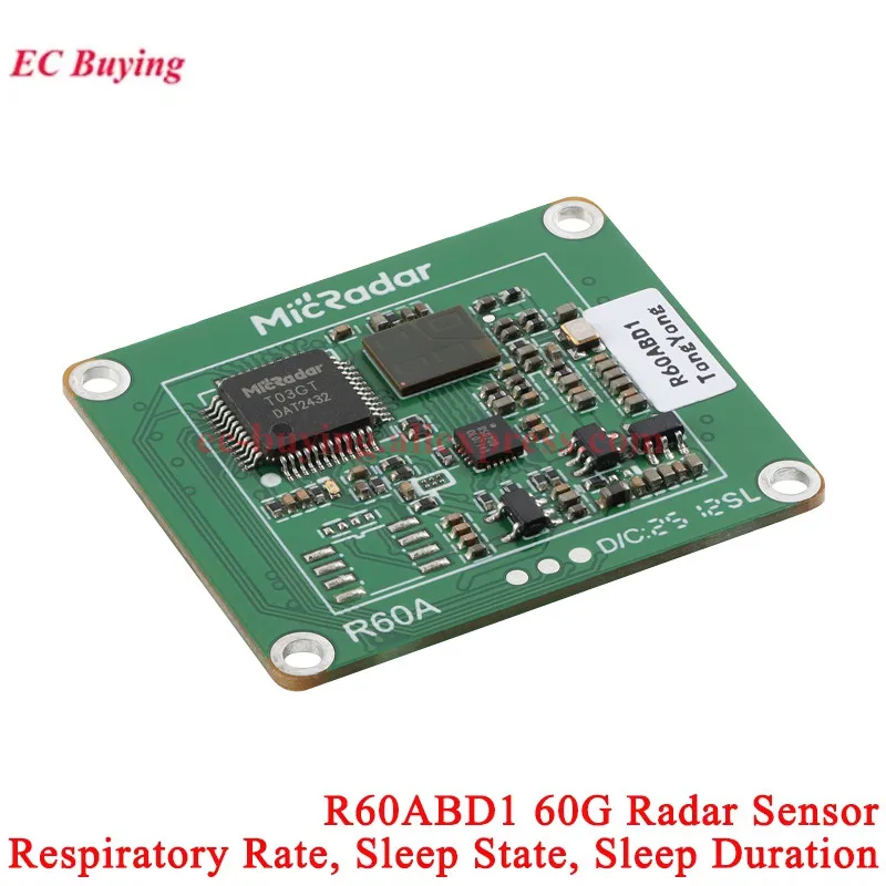 

R60ABD1 60G Радарный датчик миллиметровой волны Мониторинг дыхательного сна Радарный модуль биоссенсорной волны дыхания и сердцебиения