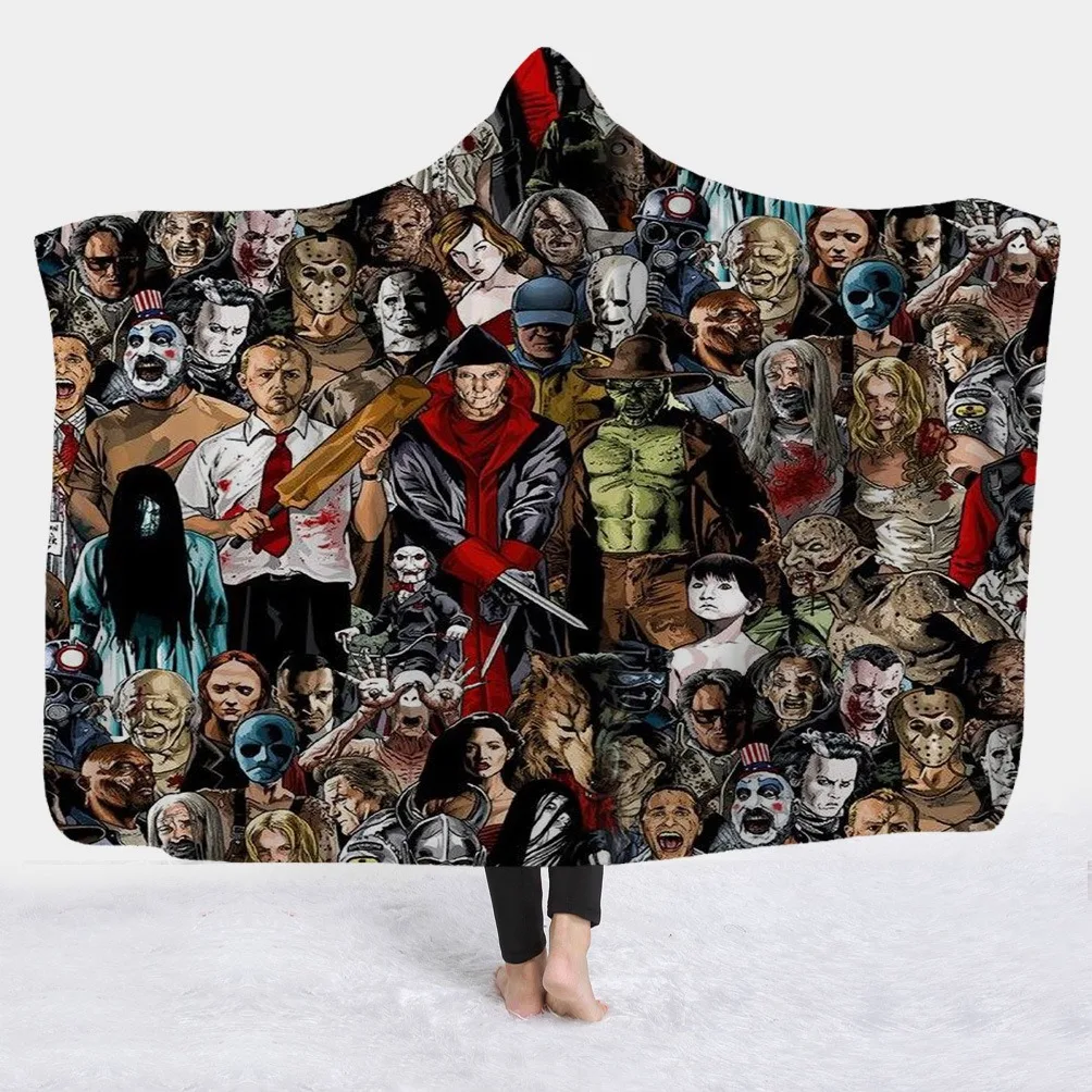 New Hooded Blanket Cape Magic Hat Blanket Children's Blankets Nap Blankets Horror Movie Series Hooded Blanket