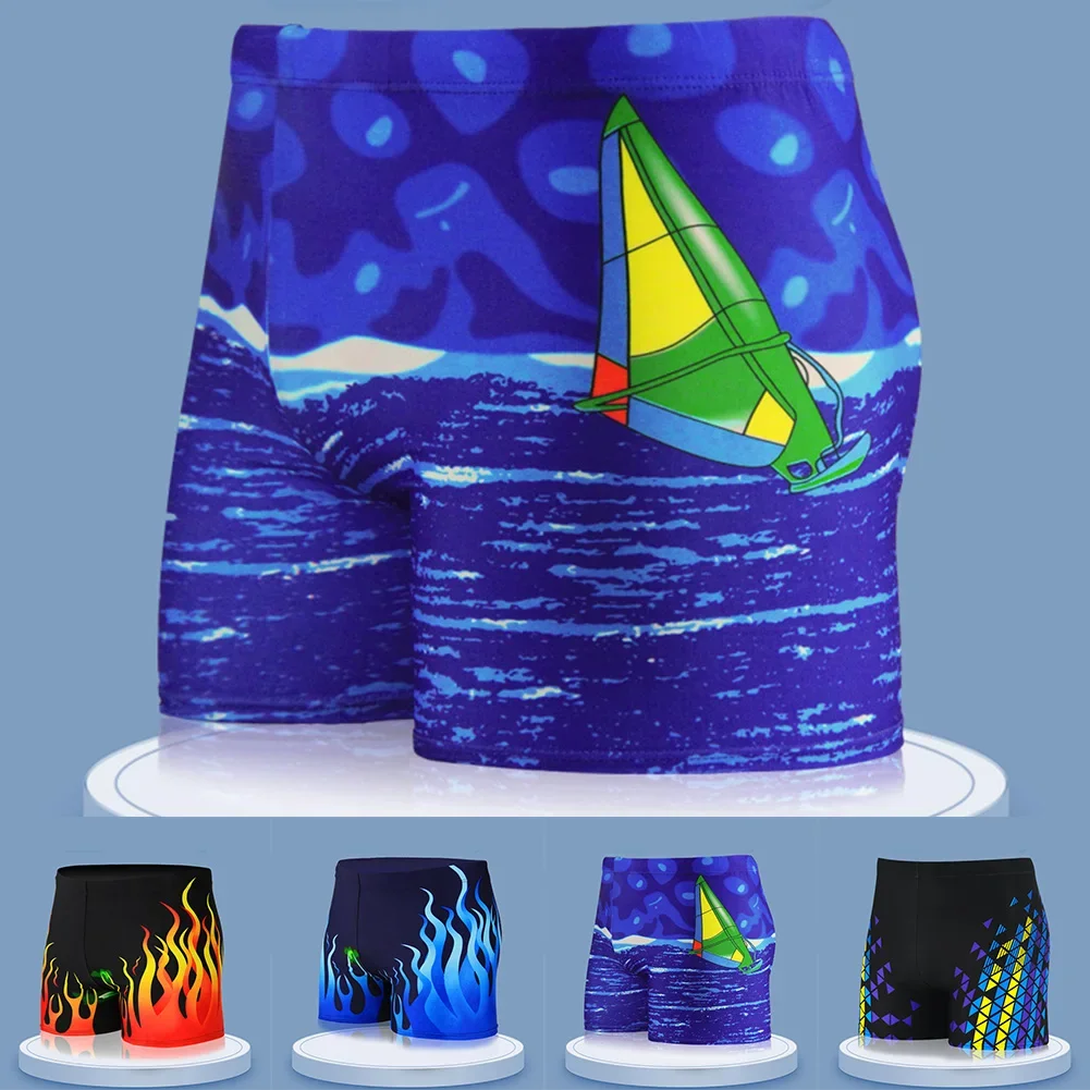 Beach Party Poolside Leisure A B Men Swimming Shorts Printed Swim Trunks Average Size Swimwear Breathable Swim Shorts