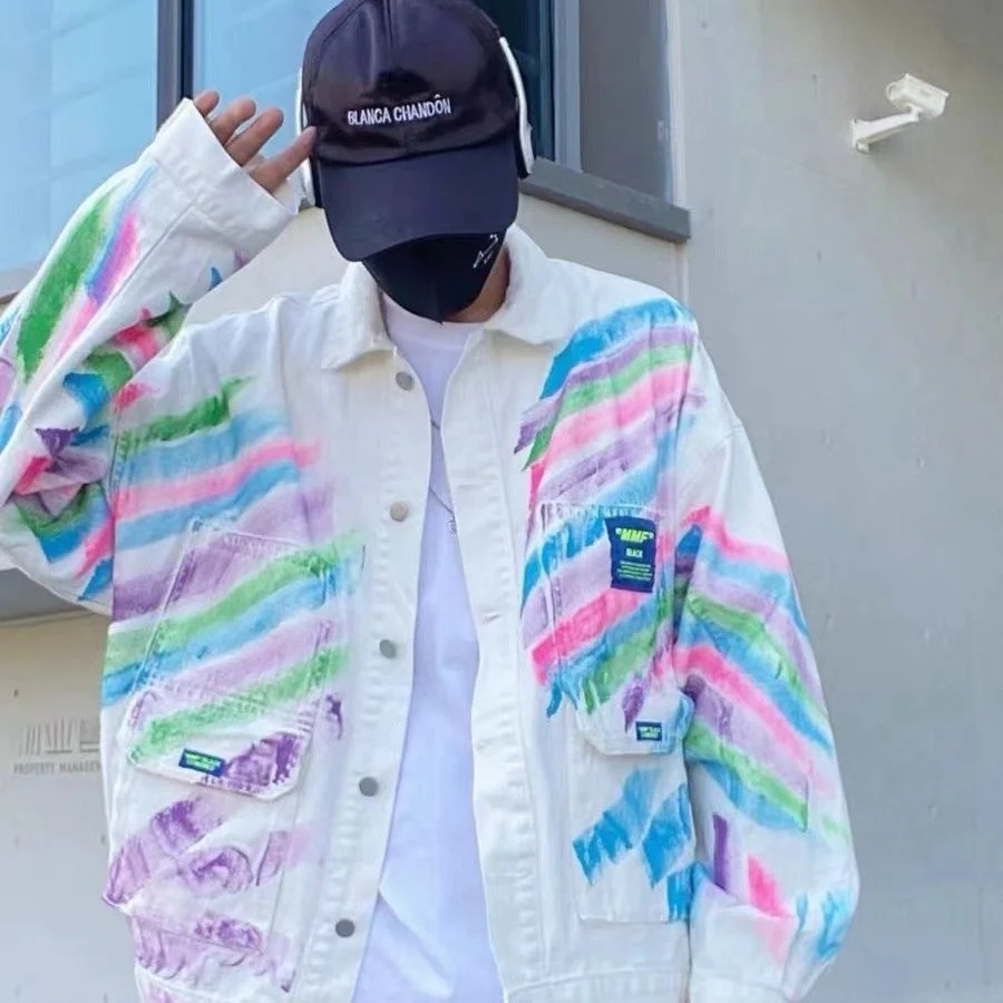 

Hand-Painted Spray-Painted Denim Jaet CleanFit Sle Cotton 00% Breathable Women's ort Jaet 3D Effect No Hat