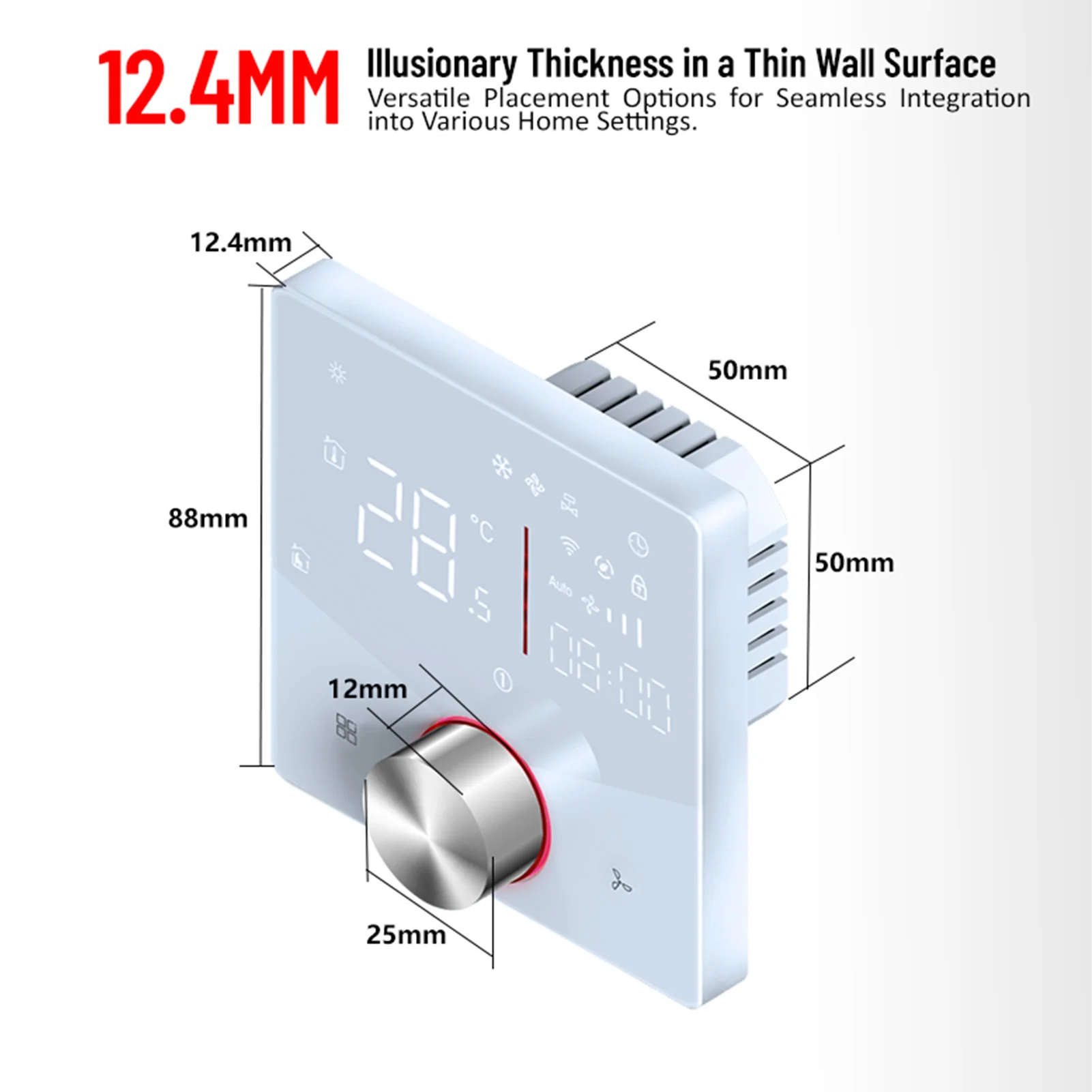 Panel Kontrol AC 2 Pipa Layar Sentuh Tampilan Digital Pengendali HVAC Pusat 5 + 2 6 Periode AC Dapat Diprogram 95-240V
