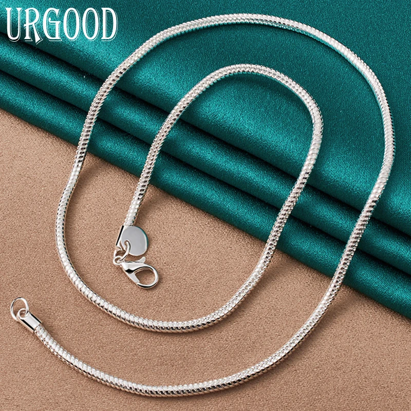 

925 Sterling Silver 16-30 Inches 3mm Snake Chain Necklace For Women Men Party Engagement Wedding Fashion Jewelry