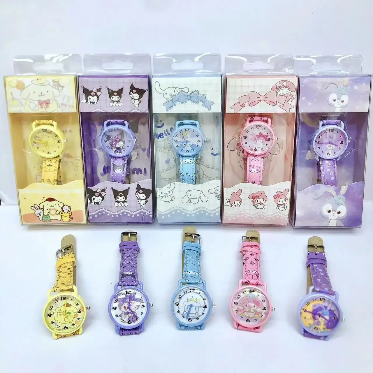 MINISO Sanrio Anime Watch Kawaii Cinnamoroll My Melody Cartoon Watch Student Quartz Watch Gift Boutique Gift Box