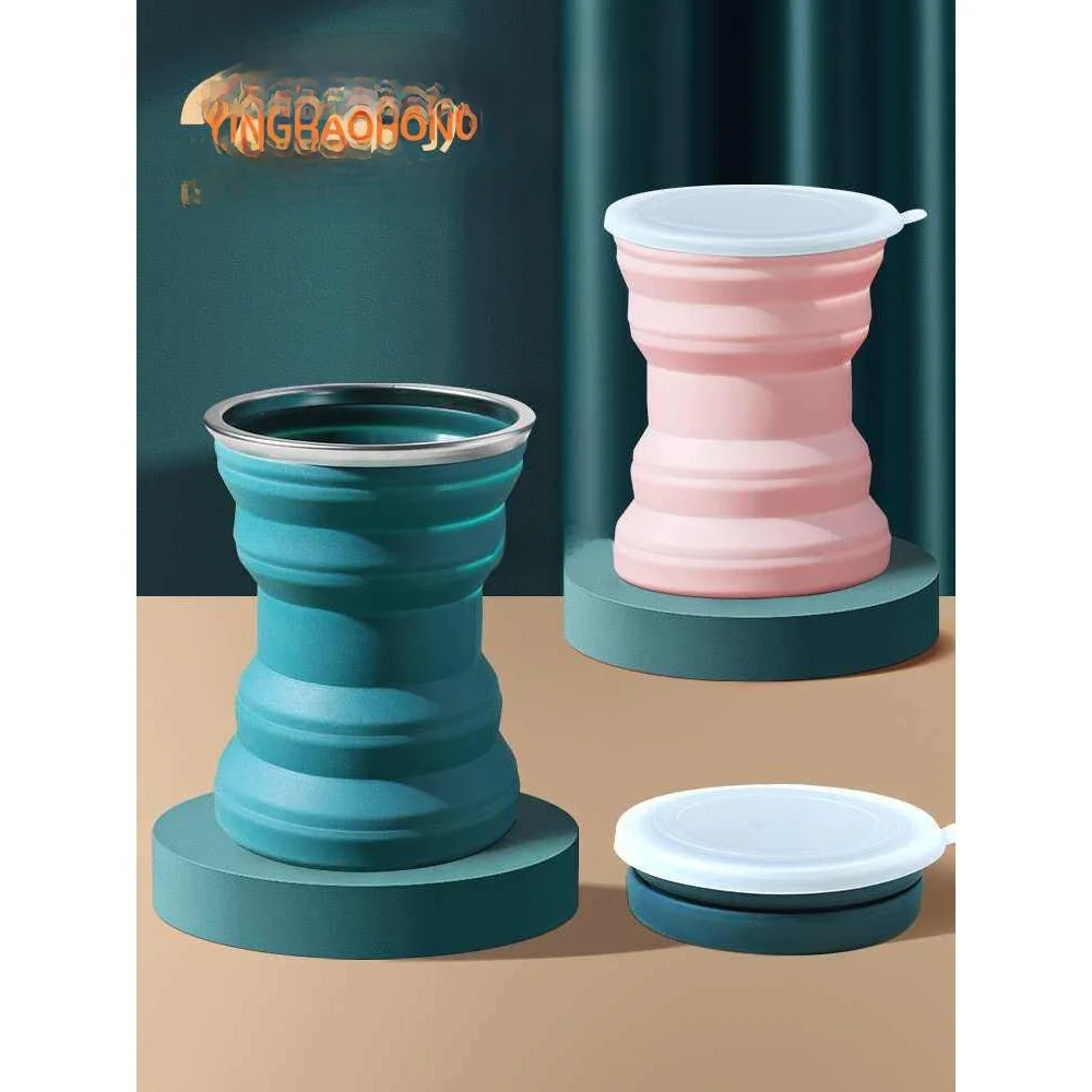 Portable Collapsible Silicone Water Cup Outdoor Drinking Washing Mouth Rinse Cup Heat Resistant Smart Control Bullet Style Cup