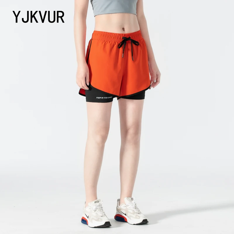 YJKVUR Unisex 2-in-1 Running Shorts Women Summer Quick Dry Breathable Active Training Exercise Jogging Cycling Loose-Fit Shorts