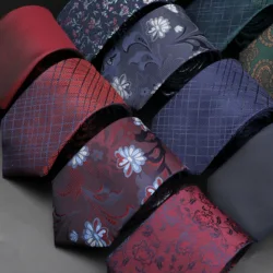 Chemise en Polyester Jacquard Floral Paisley pour Homme, Accessoire Étroit, Rouge et Bleu, Cadeau Imbibé, Nouveau Style à la Mode