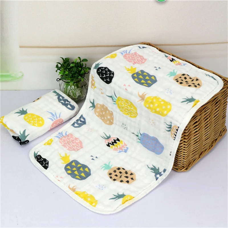 3 Pieces / Lot Wasoyoli Colorful Printed Burp Cloths 30*50CM With Hanging 100% Muslin Cotton 6 Layers Handkerchief Soft Towel