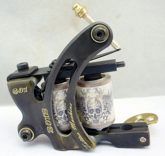 Professional Copper Tattoo Machine 10 Wraps Coils Frame Liner Shader Tattoo Gun Permanent Makeup Body Art Tatto Equipment